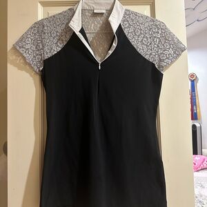 EGO 7 Black Top with White Lace Sleeves